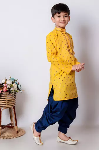 Nfc creation printed cotton kurta and patiyala set  for boys