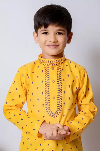 Nfc creation printed cotton kurta and patiyala set  for boys