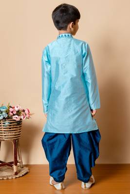 embroidery  dupion silk kurta and patiyala set for boys 2