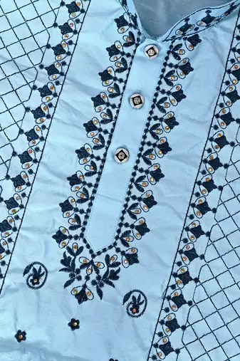 embroidery  dupion silk kurta and patiyala set for boys