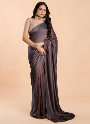 Mauve Burfi Silk Blend Saree With Important Lycra Blouse 1