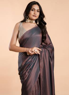 Mauve Burfi Silk Blend Saree With Important Lycra Blouse 3