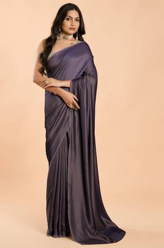 Purple Burfi Silk Blend Saree With Important Lycra Blouse
