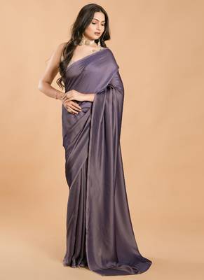 Purple Burfi Silk Blend Saree With Important Lycra Blouse 2
