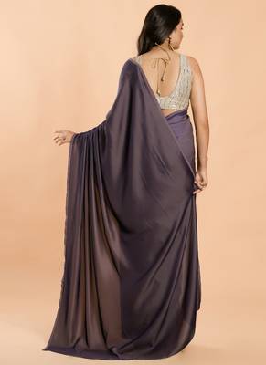 Purple Burfi Silk Blend Saree With Important Lycra Blouse 3