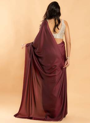Maroon Burfi Silk Blend Saree With Important Lycra Blouse 3