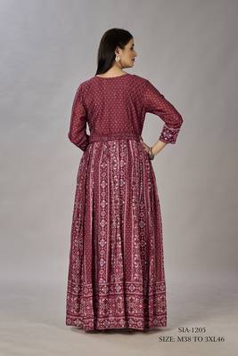 Women muslin heavy gown digital print embroidered & sequins gown 4