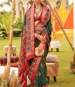 Green Sigma Silk Digital Patola Print Saree With Blouse