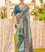 Pista Green Sigma Silk Digital Patola Print Saree With Blouse