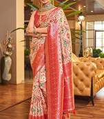 Lyuson  designer  patola with rich golden zari weaving pallu & border with designer  pure silk bloues