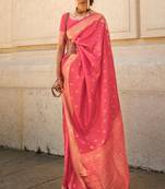 Gajri Khadi Silk Jacquard Woven Saree With Blouse