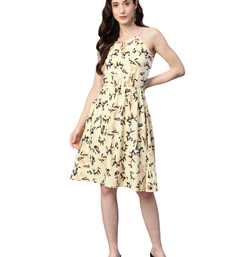 Kavindi women's floral printed knee length dress