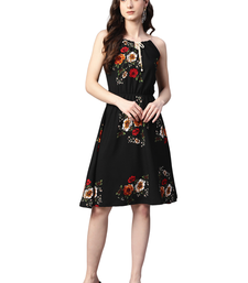 Kavindi women's floral printed knee length dress