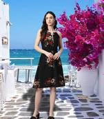 Kavindi women's floral printed knee length dress