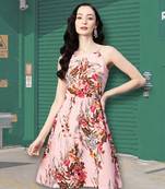 Kavindi women's floral printed knee length dress