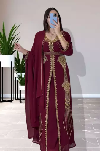 Purple Georgette Zari Work Kaftan 