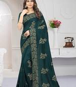 Teal Green Zari Embroidery Border Work Silk Saree