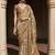 Chikoo colour handloom silk printed woven saree with blouse