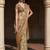 Chikoo colour handloom silk printed woven saree with blouse