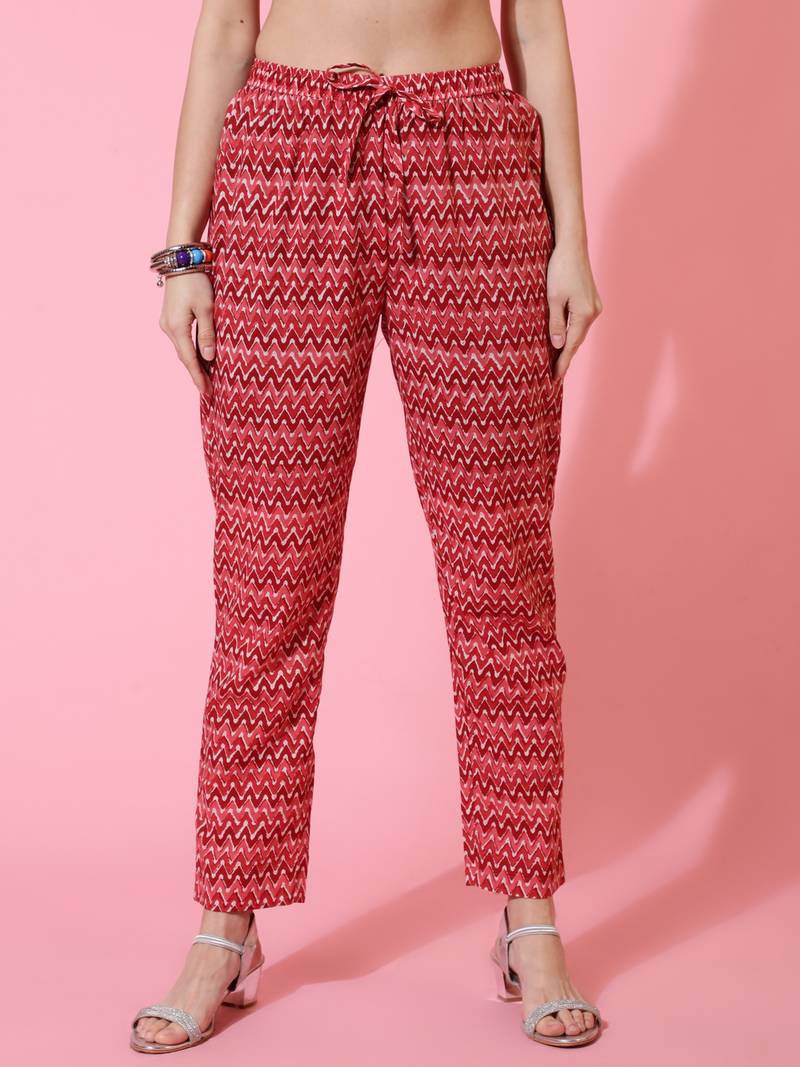 Kimayra cotton calf length semi flared 3/4 sleeves printed round neck kurta bottom dupatta set