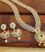 Gold platted cz long necklace set