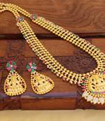 Gold platted cz temple long necklace set