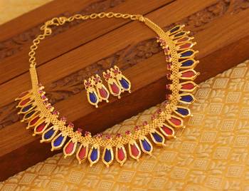 Kerala style gold platted palakka necklace 2