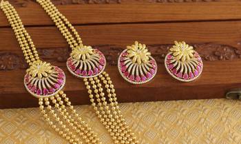 Gold platted ruby cz layered necklace set 2