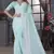 Sea Green Sequin Embroidered Border Georgette Wedding Saree With Blouse Piece