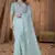 Sky Blue Sequin Embroidered Border Georgette Wedding Saree With Blouse Piece