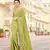 Green Zari Embroidered Border Two Tone Vichitra Silk Saree With Blouse Piece