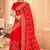 Red Zari Embroidered Stone Border Georgette Saree With Blouse Piece