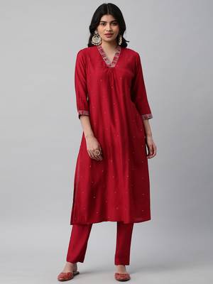 Embroidered a line kurta with gathering & sequins detail. 1