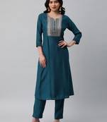 A line kurta in silk blend fabric with zari and sequin detailling.