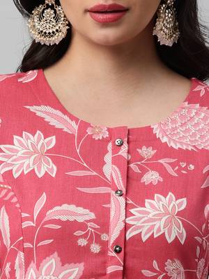 A line cotton printed kurta with center placket. 5