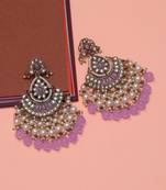 Light purple color kundan earrings