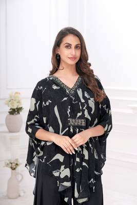 Premium stylish digital printed muslin cord-set kaftan style 2