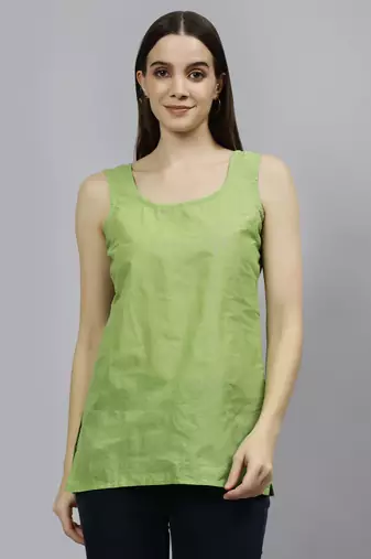 hand embroidered green georgette lucknowi chikankari top with slip
