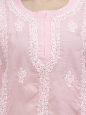 hand embroidered pink cotton lucknowi chikankari top 3