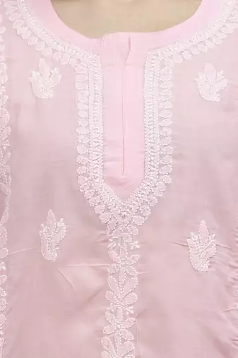 hand embroidered pink cotton lucknowi chikankari top