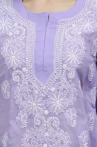hand embroidered mauve cotton lucknowi chikankari top