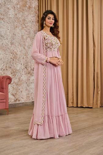 Premium Heavy Embroidery & Sequins Work With Latkan cancan Lehenga and croptop