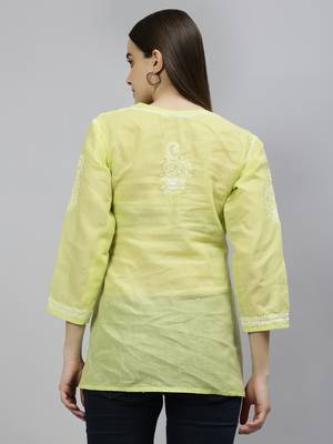 hand embroidered green cotton lucknowi chikankari top 5