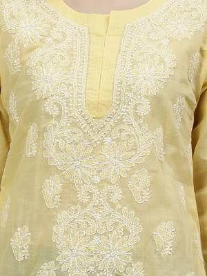 hand embroidered beige cotton lucknowi chikankari top 4