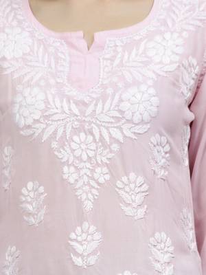 hand embroidered pink modal lucknowi chikankari top 3