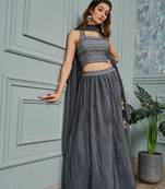 Premium Heavy Embroidery & Sequins Work With Latkan cancan Lehenga and croptop