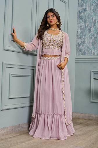 Premium Heavy Embroidery & Sequins Work With Latkan cancan Lehenga and croptop
