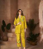 Women pure muslin digital printed hand work cord set