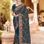 Teal Blue Kashmiri Resham Embroidered Border Georgette Party Wear Saree With Blouse Piece