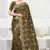 Olive Green Zari Stone Embroidered Silk Party Wear Wedding Saree With Blouse Piece